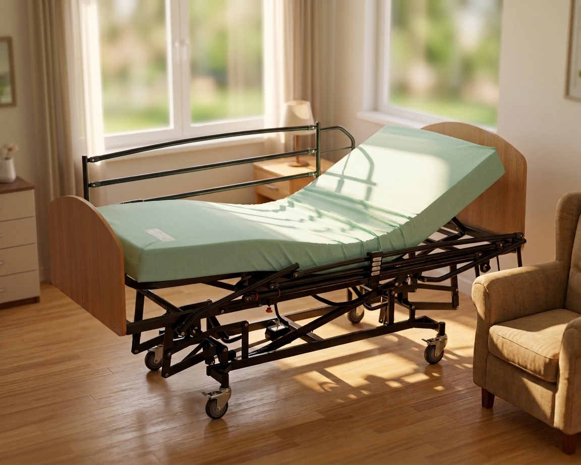 Conjunto de Cama articulada eléctrica de bielas carelift con colchón en una habitación